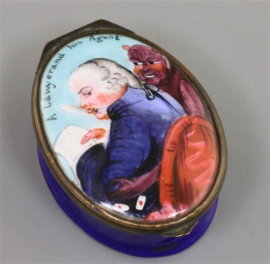An early 19th century Bilston enamel snuff box, 2in.